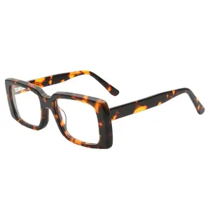 Kacamata bingkai tidak rata kecil ungu uniseks pelek penuh asetat persegi bingkai optik wanita grosir