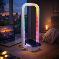 Lámpara de Mesa LED RGB Moderna y Minimalista con Cambio de Color, Lámpara Ambiental con Cargador Inalámbrico, Lámpara Nocturna Moderna para Dormitorio o Área de Juegos