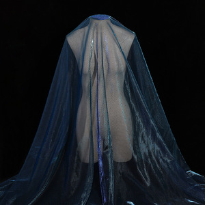 Tela de malla brillante iridiscente láser, tela de tul de seda deslizante semitransparente, ropa de rendimiento, ropa de boda - Product Image 1