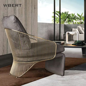 WBERT-Sofá individual moderno de lujo italiano para comedor, uso en hotel, silla elegante de ocio de tela de acero inoxidable para sala de estar - Product Image 3