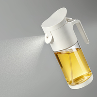 Bouteille Distributrice d'Huile en Verre 500ml avec Poignée Confortable 2-en-1 : Pulvérisation et Versement Anti-Goutte pour Cuisine