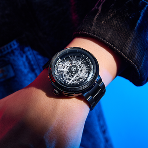 Reloj Mecánico Unisex de Alta Gama con Diseño Hueco de Acero Inoxidable, Estilo Creativo con Elementos de Llanta de Bicicleta - Product Image 5