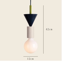 Lámpara de Noche Infantil, Estilo Memphis Posmoderno, Geométrica, Pequeña Lámpara Colgante LED, Diseño de Tronco de Madera Colorido, para Entrada