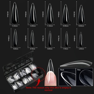 Venta al por mayor de 600 unidades/caja de puntas de uñas postizas de gel suave de media cubierta, con logo personalizado, cuadradas, largas, en forma de gota de agua, para uñas. - Product Image 5