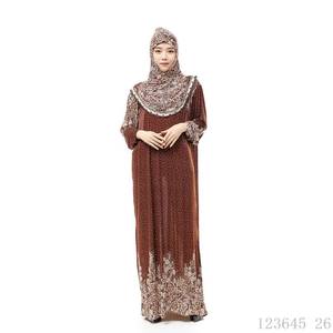 Robe longue sur mesure pour femmes de Dubaï et d'Arabie Saoudite avec foulard, robe en dentelle brodée, jilbab maxi, abaya kaftan turque - Product Image 3