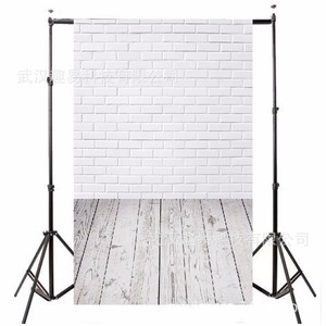 Toile de fond photographique mur de briques blanches avec sol en bois 1,5x2,1m pour studio, style nord-américain, fond imprimé non tissé - Product Image 2