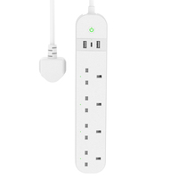 Enchufe inteligente WiFi Tuya con toma de corriente estándar del Reino Unido y puerto USB para Alexa y Google Home