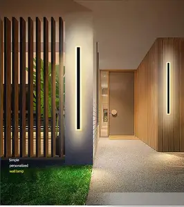 2023 현대 야외 외부 선형 스트립 벽 램프 방수 IP65 3000K 따뜻한 화이트 정원 보루 긴 LED 야외 벽 조명