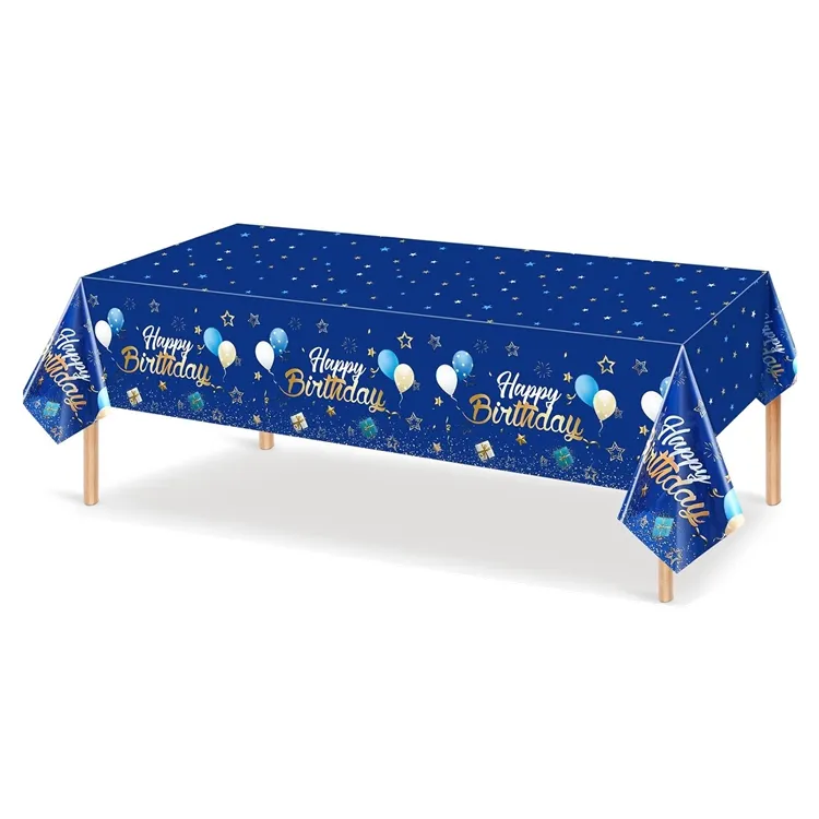 Azul marino Suministros para fiestas Estrellas azules Manteles de feliz cumpleaños Cubiertas de mesa de confeti estrellado azul para niños Baby Shower