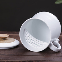 Tasse à thé en céramique de Jingdezhen, style américain, cylindrique, avec couvercle, peinte à la main, compatible micro-ondes, 380 ml, tasse professionnelle