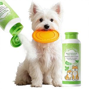 Poudre nettoyante sans eau pour l'entretien du pelage des animaux, sans sulfate, sans parabènes, <span class=keywords><strong>à</strong></span> base d'amidon de maïs, sans odeur, non irritante, shampoing <span class=keywords><strong>sec</strong></span> en poudre pour chien et chat - Product Image 1