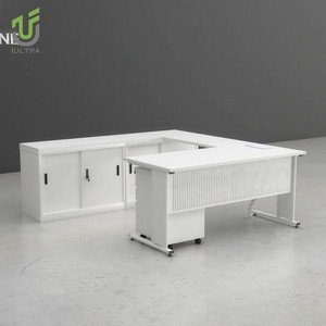 Table de formation moderne à plateau rabattable, bureau de conférence pliant minimaliste avec panneau de modestie en métal perforé et pieds en T - Product Image 6