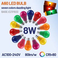 Ampoules LED de jardin pour ambiance festive, culot E27, alimentation CA, en plastique, forme G45, 1W 3W, rouge, vert, jaune, bleu