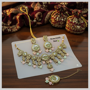 Collier en plaqué or avec pierre de cristal et perles 11151660PGR - Product Image 3