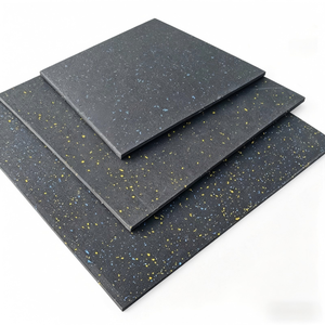 <b>Rubber</b> <b>Floor</b> Tiles Non Slip Gym Mats Protective Flooring Black with Color Speckles - Product Image 1