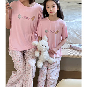 2025เสื้อผ้าใส่อยู่บ้านสำหรับเด็กผู้หญิงชุด2ชิ้นลายการ์ตูนคอร์นนม2452เสื้อผ้าใส่ในบ้านพิมพ์โลโก้ - Product Image 3