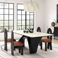Table de salle à manger moderne nordique de luxe, 4 places, table de salle à manger rectangulaire en pierre frittée de luxe, simple et haut de gamme, plateau en marbre