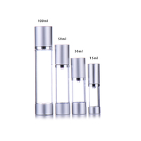 Bouteille de pulvérisation sans air en plastique transparent AS de 100ml 30ml 50ml personnalisée bouteille de lotion à pompe sans air de couleur or argent