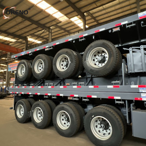 Fabricant chinois de semi-remorques à plateau plat à 3 <span class=keywords><strong>essieux</strong></span>, 40 pieds, 50 tonnes, plateau plat pour conteneurs de 20 pieds, 60 pieds, 50 pieds, pour véhicules - Product Image 1