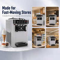 Machine à glace molle en acier inoxydable, 3 saveurs, 20L/H, mini sorbetière avec système de refroidissement stable pour les entreprises