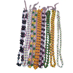 Women Spring Summer Beaded Cool Flower Choker Necklace Newest Glass Seed Beads Hand Woven Floral Necklace Girls Jewelry Gifts