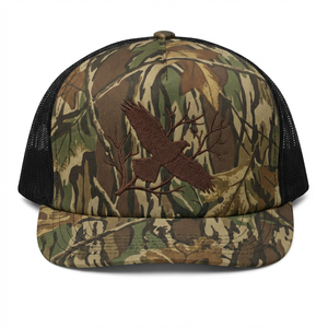 Gorras Trucker Personalizadas de Alta Calidad con Bordado 3D, Malla, Lona y Terciopelo, de 5 Paneles, para Exteriores, con Diseño de Hoja de Camuflaje y Puntada de Cadena, Estilo Cazador - Product Image 6