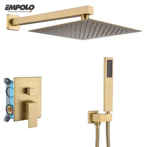 Wholesale CUPC Luxury Brass Bathroom Wall Mount Shower Sets Gold Rain Waterfall Concealed Rain Shower Fixtures Mixers Sets