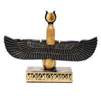 Ancienne statue égyptienne d'Isis ESB20 Figurine de déesse ailée en résine avec accents dorés Décor égyptien doré pour la maison Salon