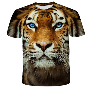 Bloom Men Women <span class=keywords><strong>White</strong></span> tiger lion Wolf 3d stamping t-Shirt a manica corta con animali 3D - Product Image 3