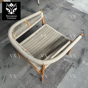 Chaise de canapé italienne en bois de teck avec corde tissée à la main Mobilier de terrasse et de jardin pour hôtels et salons - Product Image 6