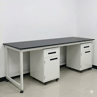 Mesa de Laboratorio con Estructura de Acero Simple y Gabinete Móvil con Base, Superficie de Resina Fenólica, Mesa de Laboratorio Anticorrosiva, Tamaño Personalizado