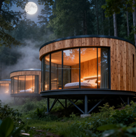 Cabane en bois de glamping, maisonnette préfabriquée pour hôtel, complexe hôtelier, vacances, Airbnb, maison d'hôtes, maison conteneur à ossature acier