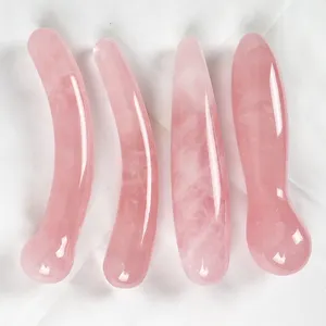 Wholesale various Natural Rose Quartz Crystal Big Yoni Wand Crystal Jade Massage Yoni stick For Happy dildo bend wand for women