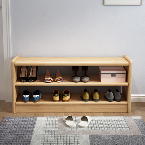 Solid Wood Shoe Changing <b>Stool</b> <b>With</b> <b>Storage</b> Walnut Color 630x350x450mm Scandinavian Design Home Entrance Bench - Product Image 5