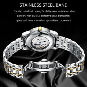 Montre mécanique automatique pour homme CHENXI 8859, <span class=keywords><strong>grand</strong></span> cadran, squelette vintage, tourbillon mécanique, acier inoxydable, étanche - Product Image 2