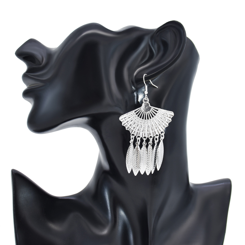 Bohemian Bollywood Oxidized Jewellery Ethnic Silver Afghan Tassel Earrings Leaf Jhumka Indian Earrings