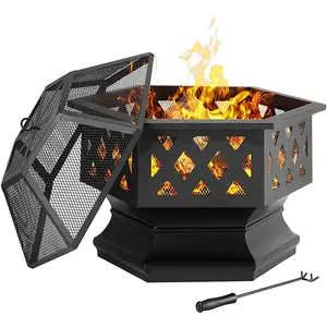 New Hex-Shaped Portable Fire Pit E Pit 24 Inch Wood Burning Fire Pit Outdoor