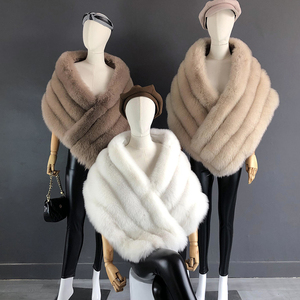 Khăn Choàng LÔNG CÁO Thật Cho Nữ Áo Khoác Áo Khoác Áo Choàng Lông Mịn Áo Choàng Lông Poncho Nữ Khăn Choàng Khăn Choàng Khăn Choàng Trang Phục Dự Tiệc Đám Cưới - Product Image 1