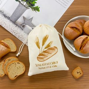 ผู้ผลิตถุงผ้าฝ้ายแบบมีเชือกผูกสำหรับบรรจุภัณฑ์อาหารยอดนิยม ถุงเก็บขนมปังแบบมีเชือกผูก - Product Image 5