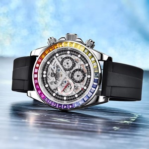 Montre mécanique pour homme PAGANI DESIGN PD1653, design tendance avec lunette arc-en-ciel, verre saphir, design ajouré, montre automatique de luxe - Product Image 4