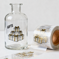 Étiquettes autocollantes transparentes en PET personnalisées avec estampage à froid, résistantes à l'eau, pour bocaux botaniques et bouteilles en verre, idéales pour les cadeaux de fêtes