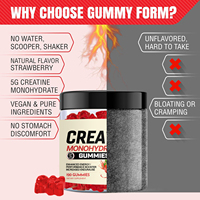 Gummies de créatine à la fraise BioFlex, formule et saveur personnalisées, 5g, pré-entraînement, créatine monohydrate, fabriquées en Chine