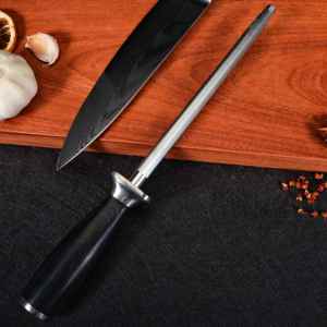 Afilador de cuchillos tipo varilla de carbono de 8 pulgadas con mango de madera Afilador de cuchillos de acero de 2 etapas por <span class=keywords><strong>Sharp</strong></span> - Product Image 6