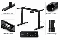 Bureau électrique ergonomique moderne à double moteur, réglable en hauteur, avec mémoire de position et commande, pour position assise ou debout