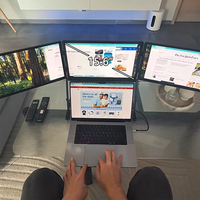 Laptop Triple Extender Tipe-C 15.6 Inci Koneksi Satu Kabel 1080P FHD IPS Monitor Portabel Tiga Layar Speaker Ultra-Tipis untuk Perjalanan