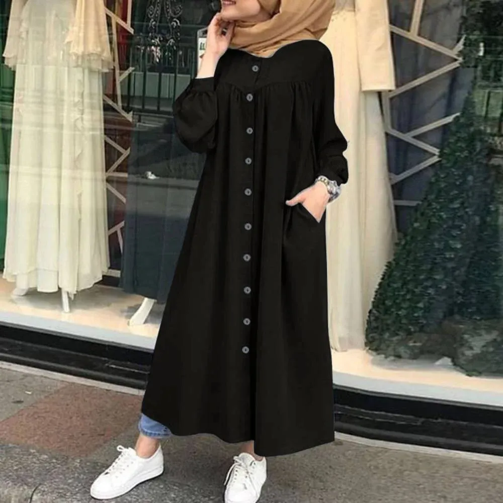 Dropshipping Khimar 히잡 Abaya 긴 소매 이슬람 Abayas 여성 카프탄 겸손 가운 질밥 터키 드레스 여성 의류