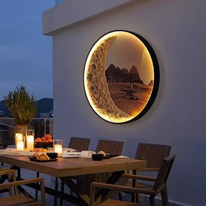 <span class=keywords><strong>Lampe</strong></span> murale solaire extérieure en aluminium, motif lune, à brancher, trois couleurs, pour jardin, écran mural, fond, nouveau style, ciel étoilé - Product Image 4
