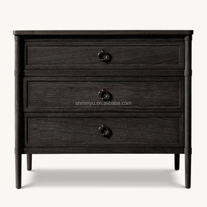 Mesitas de Noche de Estilo Francés Contemporáneo <span class=keywords><strong>Myhome</strong></span> con 3 Cajones, Muebles de Dormitorio de Madera de Roble Macizo de Alta Calidad, Adorno para el Hogar - Product Image 6