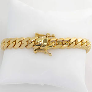 Bracelet de chaîne cubaine en or massif 10 carats Hip Hop personnalisé audacieux diamants Moissanite glacés scintillants - Product Image 1