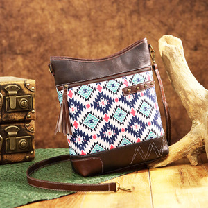 European and American Retro <b>Crossbody</b> <b>Bag</b> Printed Twill Waterproof Denim Bohemian Aztec Style Soft Nylon Material - Product Image 5